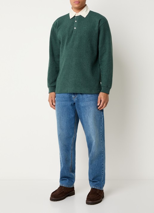 forét Regular fit polo met logo - voorkant 3 donkergroen