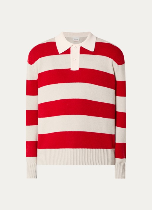 forét Regular fit polo van wol - voorkant 2 rood
