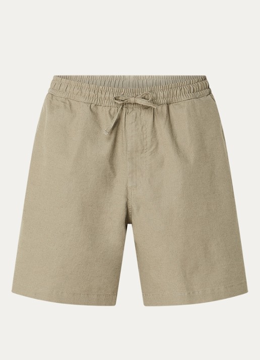 forét Shift loose fit korte broek in linnenblend met trekkoord - voorkant 2 olijfgroen