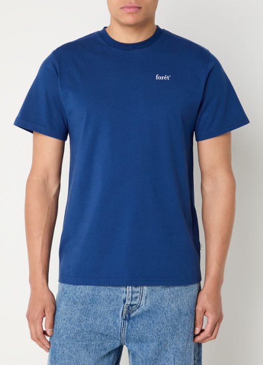 forét Still T-shirt van  katoen met logo- en backprint - detail 4 royalblauw