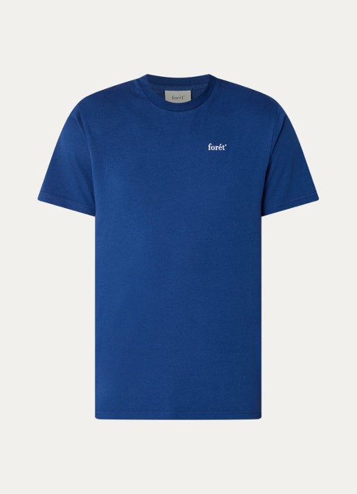 forét Still T-shirt van  katoen met logo- en backprint - voorkant 2 royalblauw