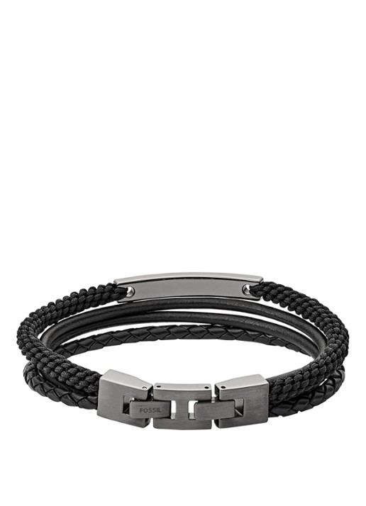 Fossil Armband van leer JF03185793 - detail donkergrijs