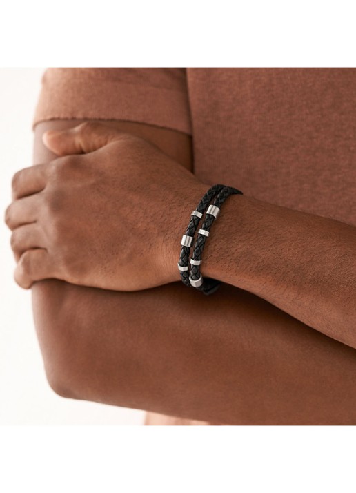 Fossil Armband van leer JF04473040 - detail 5 zwart