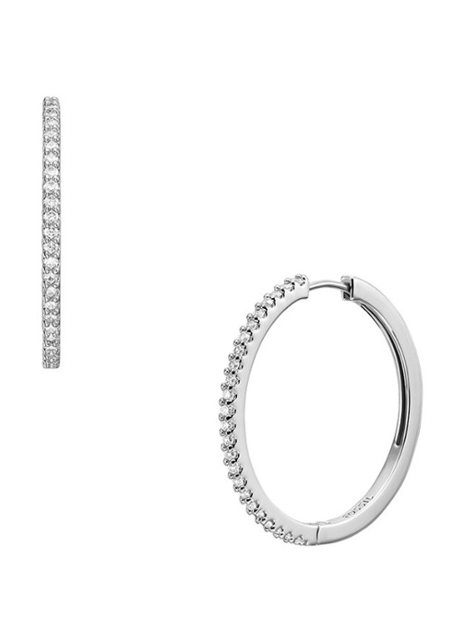 Fossil Ellis oorringen met zirkonia JA7274040 - detail zilver