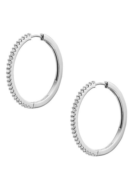 Fossil Ellis oorringen met zirkonia JA7274040 - detail 2 zilver