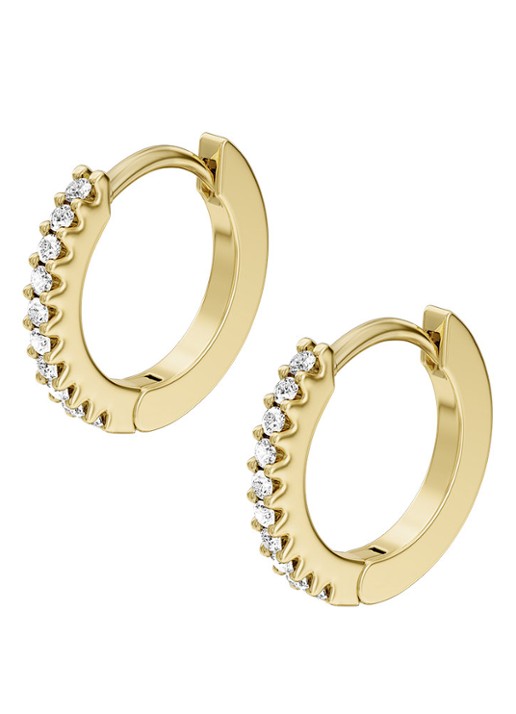Fossil Ellis oorringen met zirkonia  JA7346710 - detail 2 goud