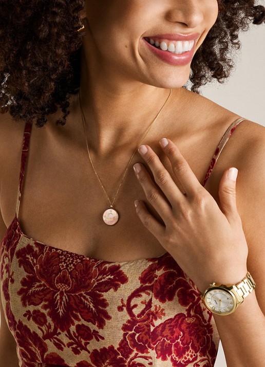 Fossil Ketting met hanger JF04844710 - detail 4 goud