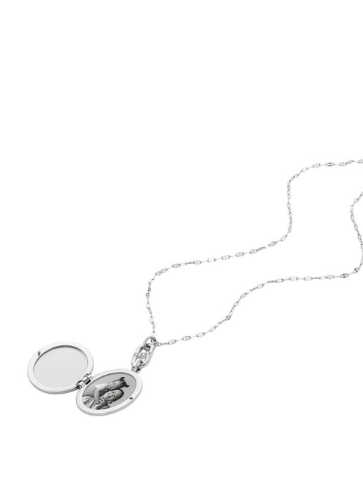 Fossil Ketting met kristal JF04427040 - detail zilver