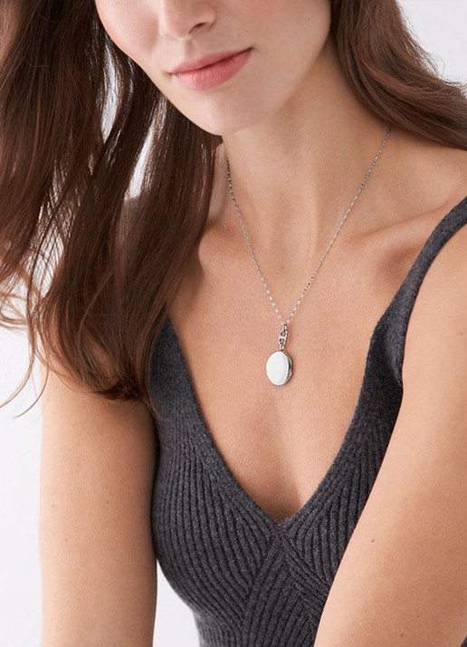 Fossil Ketting met kristal JF04427040 - voorkant 5 zilver