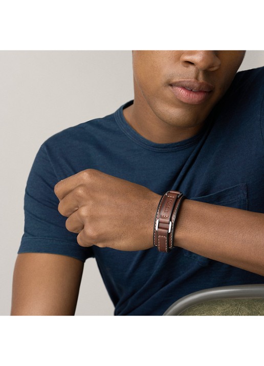 Fossil Machine armband van leer JF04941040 - detail 4 bruin