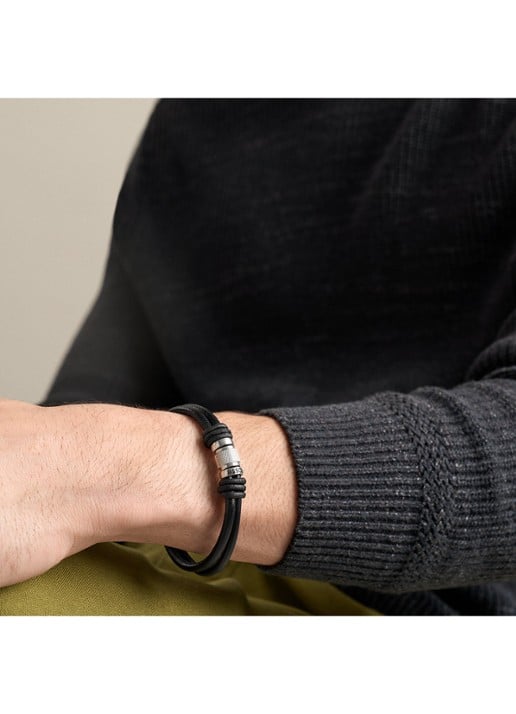 Fossil Machine armband van leer JF05008040 - detail 5 zwart