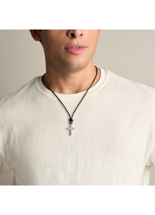 Fossil Machine ketting van leer JF05006040 - detail 5 zwart
