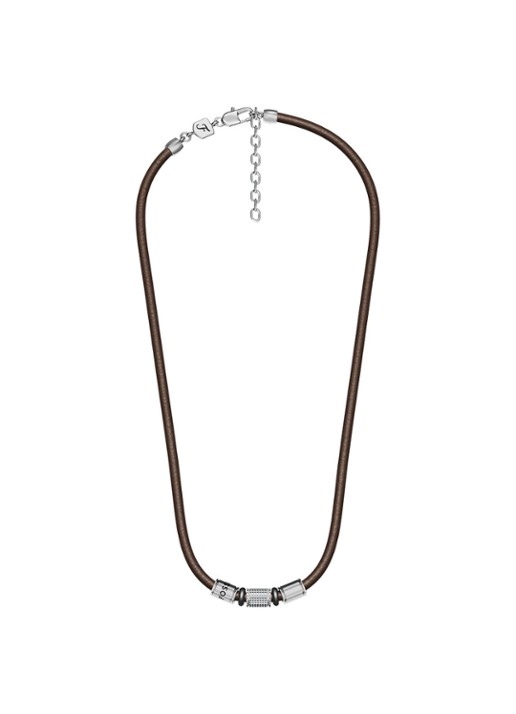 Fossil Machine ketting van leer JF05007998 - detail 2 bruin