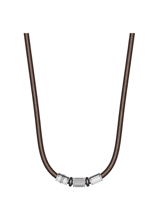 Fossil Machine ketting van leer JF05007998 - voorkant 5 bruin