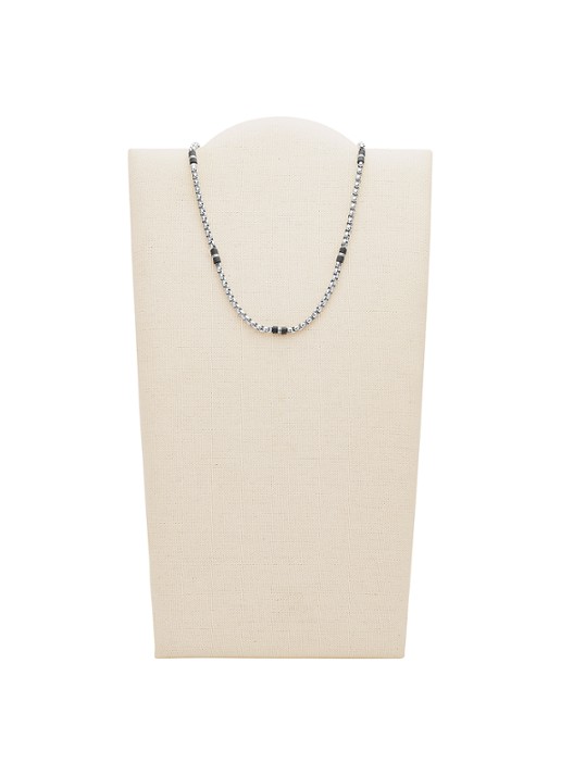 Fossil Mens Dress schakelketting van roestvrij staal - detail zilver