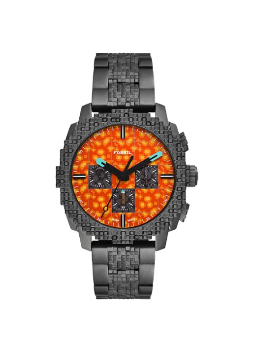 Fossil Minecraft horloge LE1251 - Limited Edition - voorkant 6 antraciet