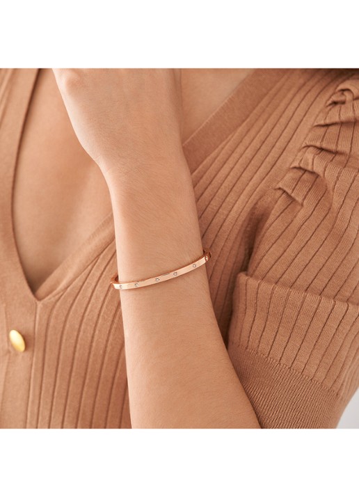 Fossil Sadie bangle met glassteen JF04394791 - detail 4 roségoud