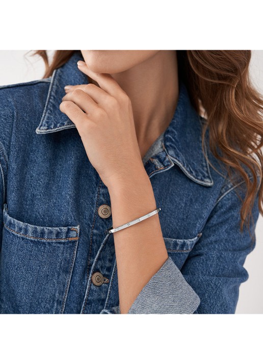 Fossil Sadie bangle met glassteen JF04420040 - detail 4 zilver