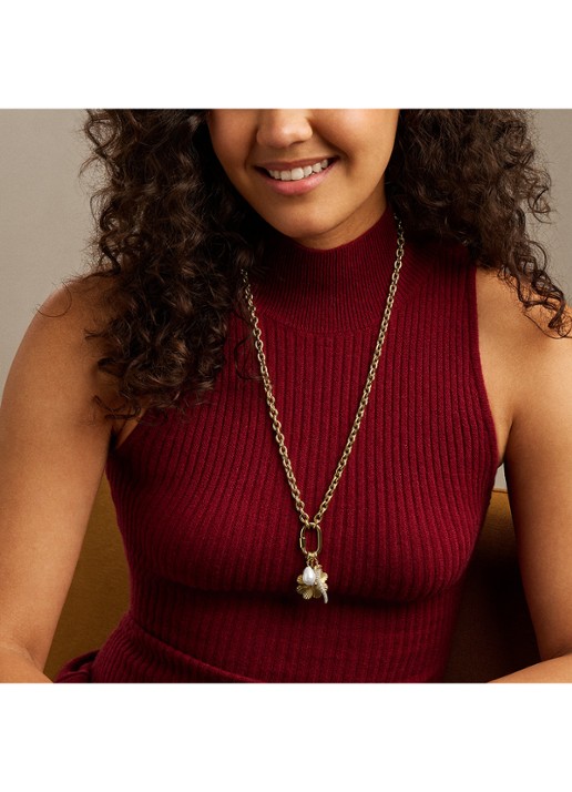 Fossil Sutton ketting met zirkonia JF05021710 - detail 5 goud