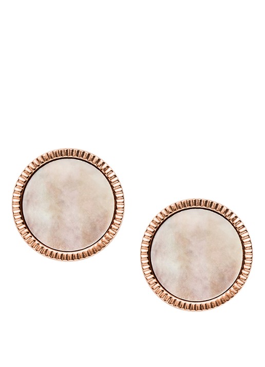 Fossil Vintage Iconic oorknopjes met parelmoer JF03274791 - voorkant 2 roségoud