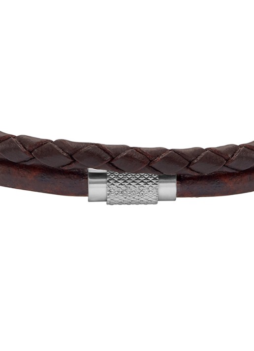 Fossil Wikkelarmband van leer JF04702040 - detail donkerbruin