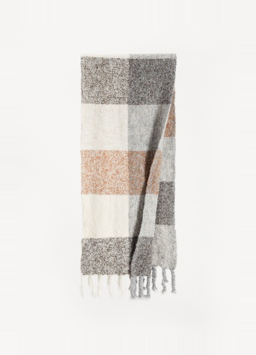 Fraas Grofgebreide sjaal met franjes 40 x 200 cm  - detail creme