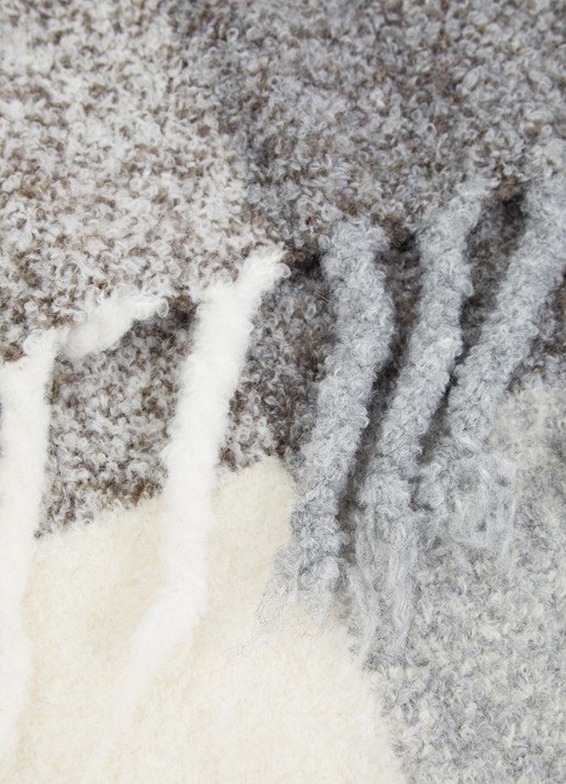 Fraas Grofgebreide sjaal met franjes 40 x 200 cm  - detail 2 creme