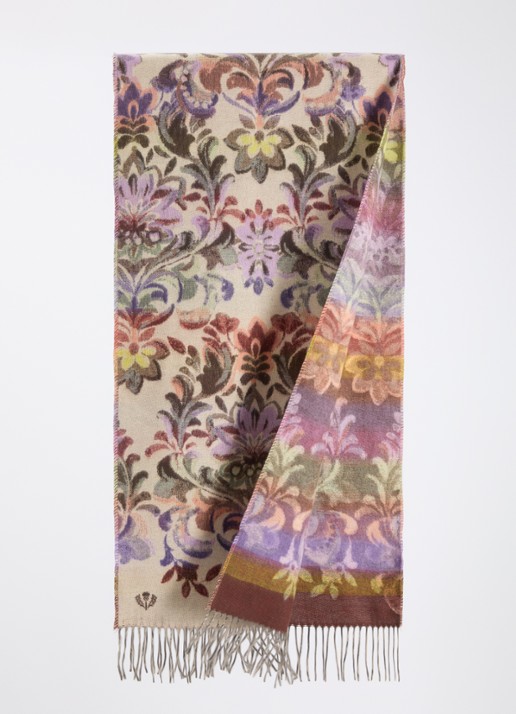 Fraas Sjaal met bloemenprint en franjes 35 x 195 cm  - detail multicolor