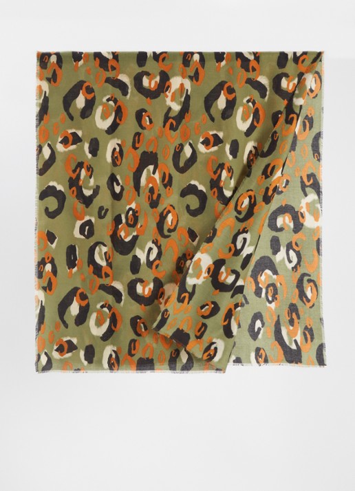 Fraas Sjaal met dierenprint 70 x 190 cm  - detail 2 groen