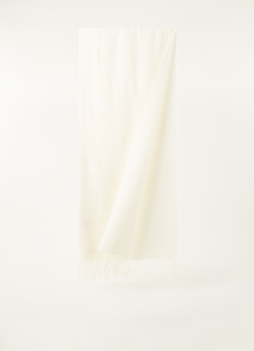 Fraas Sjaal met franjes 200 x 35 cm  - voorkant 2 gebroken wit