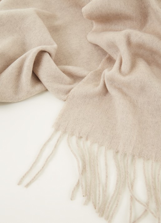 Fraas Sjaal met franjes 200 x 35 cm  - detail beige