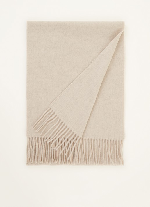 Fraas Sjaal met franjes 200 x 35 cm  - voorkant 2 beige