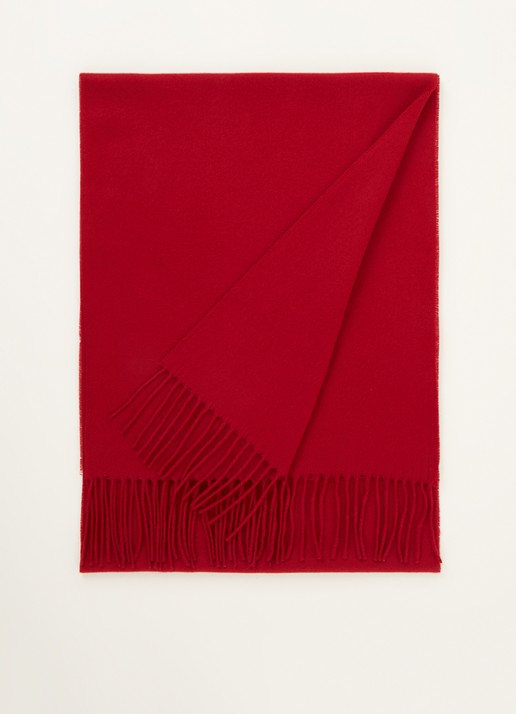 Fraas Sjaal met franjes 200 x 35 cm  - voorkant donkerrood