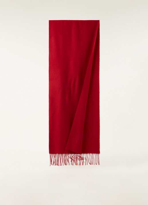 Fraas Sjaal met franjes 200 x 35 cm  - voorkant 2 donkerrood