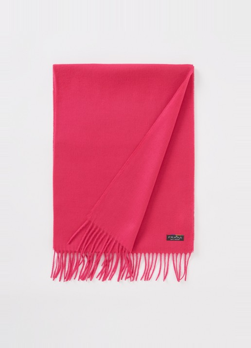 Fraas Sjaal met franjes 200 x 35 cm  - voorkant 2 donkerroze