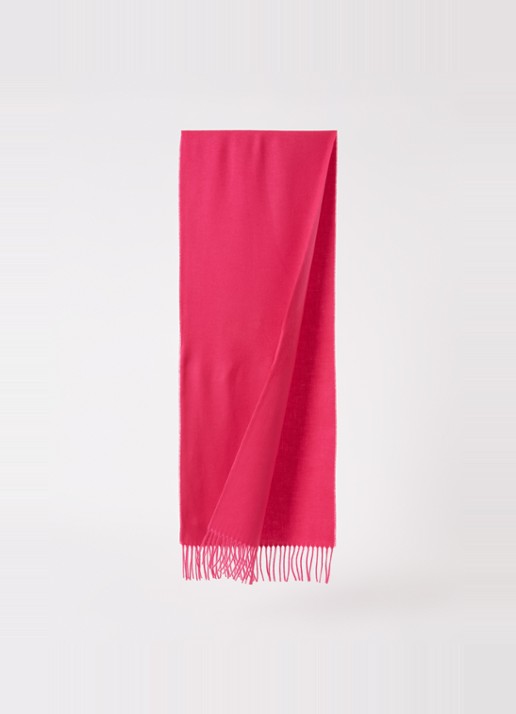 Fraas Sjaal met franjes 200 x 35 cm  - voorkant 3 donkerroze