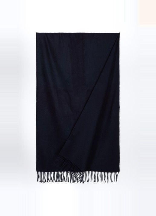 Fraas Sjaal met franjes 200 x 35 cm  - detail donkerblauw