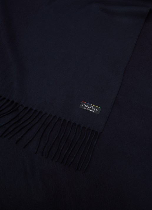 Fraas Sjaal met franjes 200 x 35 cm  - detail 2 donkerblauw