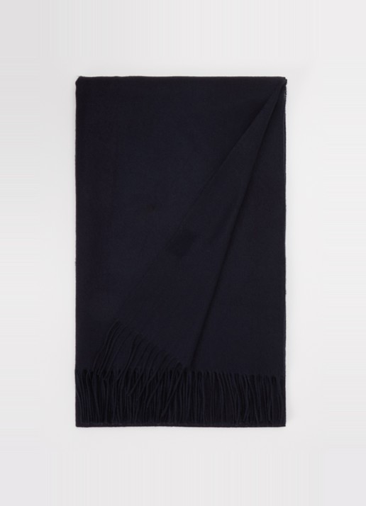 Fraas Sjaal met franjes 200 x 35 cm  - voorkant 3 donkerblauw