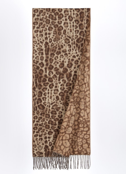 Fraas Sjaal met panterprint 185 x 35 cm - detail bruin