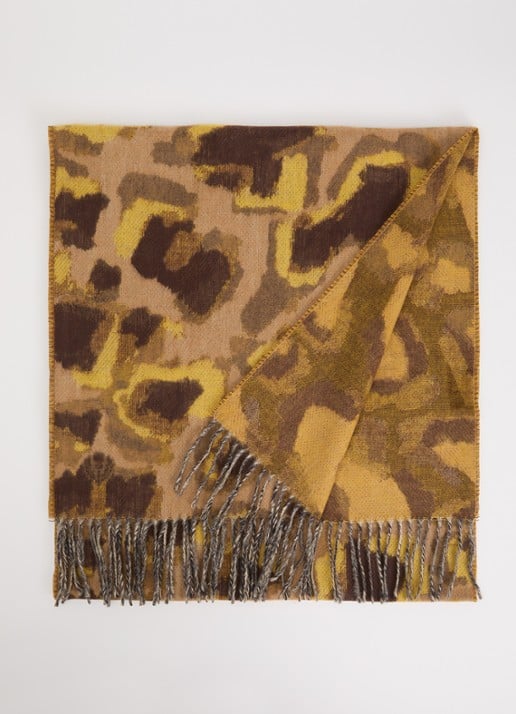 Fraas Sjaal met print en franjes 35 x 195 cm