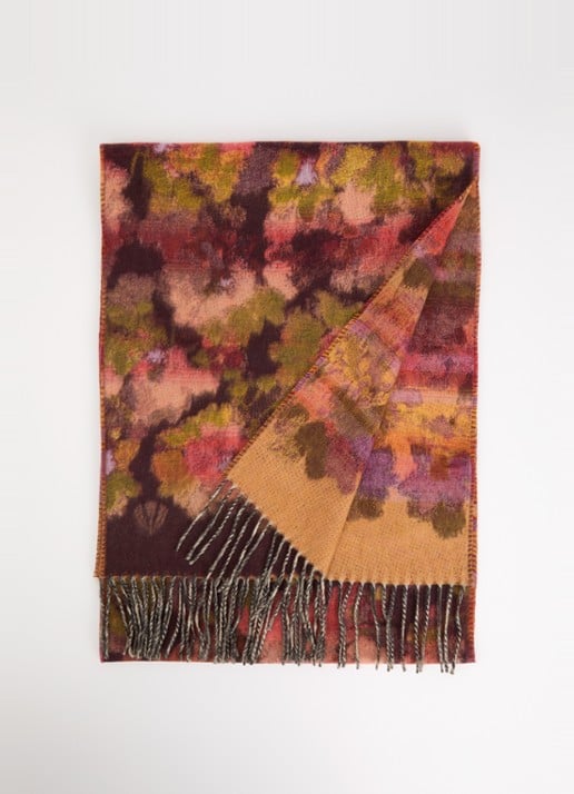 Fraas Sjaal met print en franjes 35 x 195 cm