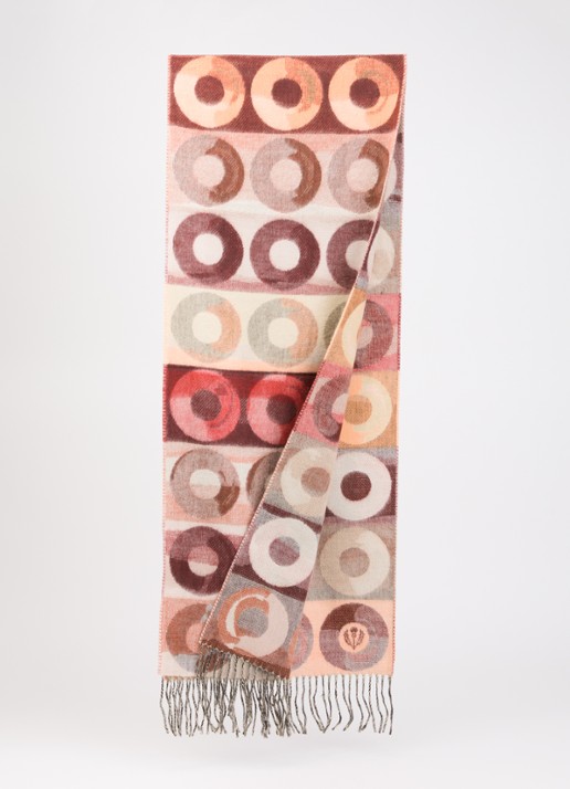 Fraas Sjaal met print en franjes 35 x 195 cm  - detail roze