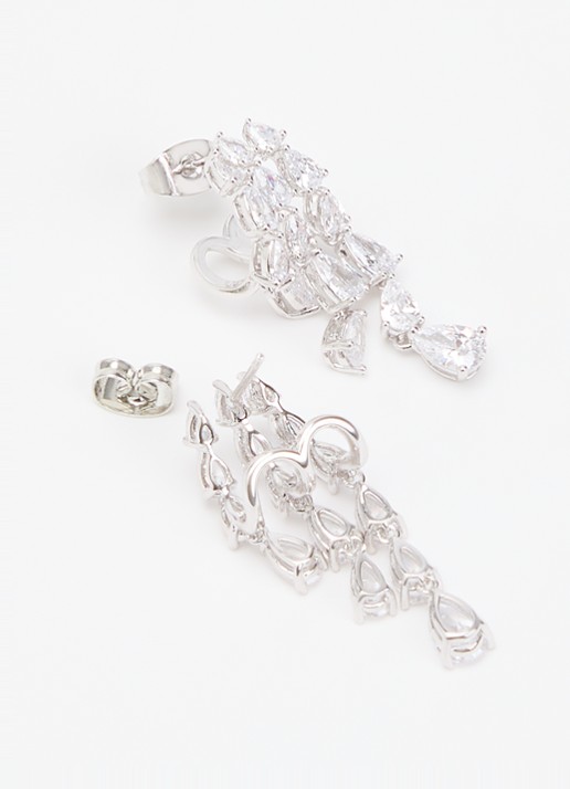 Franky Amsterdam De Gloria oorstekers met kristal - detail zilver
