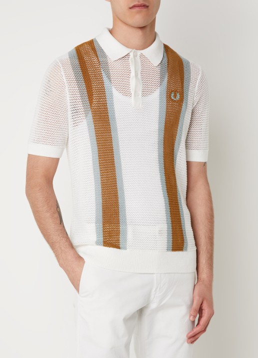 Fred Perry Regular fit polo van piqué katoen met logoborduring - detail 4 bruin