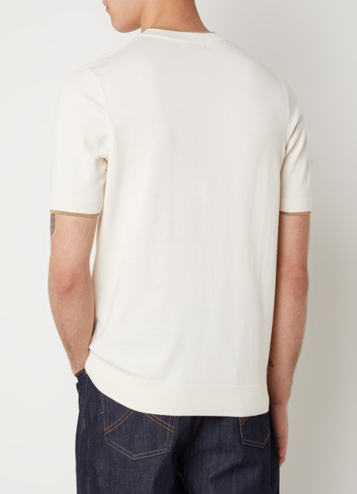Fred Perry Regular fit polo van piqué katoen met logoborduring - achterkant 4 gebroken wit