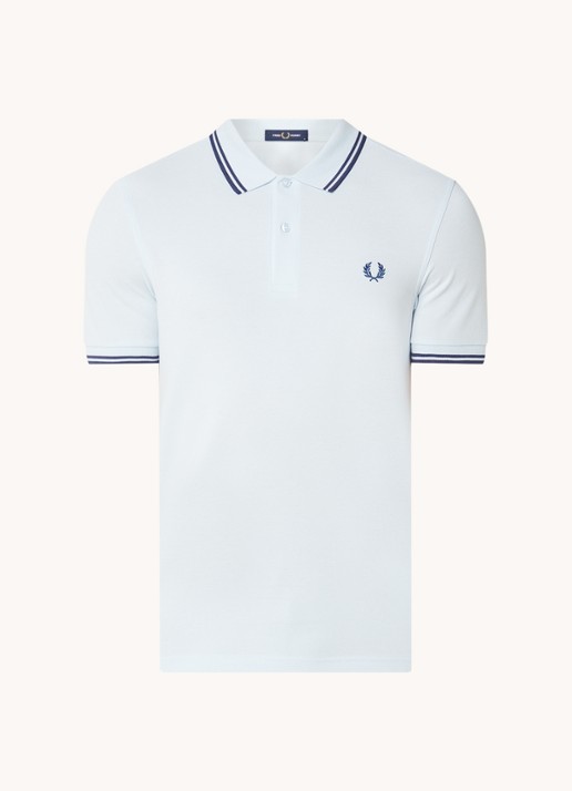 Fred Perry Regular fit polo van piqué katoen met logoborduring - voorkant blauw