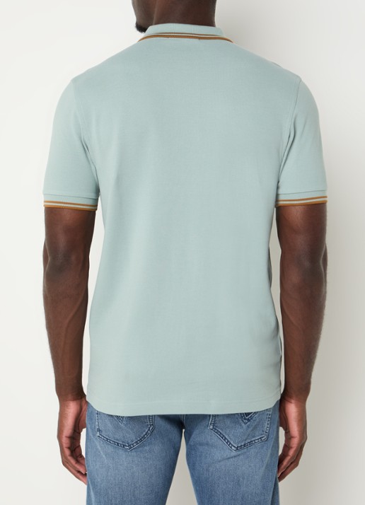 Fred Perry Regular fit polo van piqué katoen met logoborduring - achterkant 4 lichtblauw