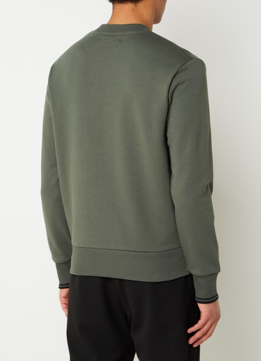 Fred Perry Sweater met logoborduring - achterkant groen