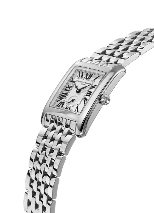 Frederique Constant Classic Carree horloge FC-235S2C6B - detail zilver